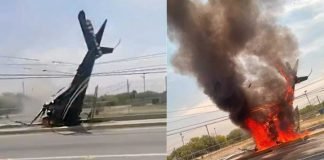 Desplome de helicóptero en Apodaca, muere una persona