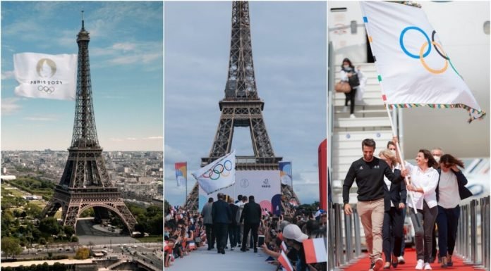Llega bandera olímpica de Tokio 2020 a París 2024 París 2024