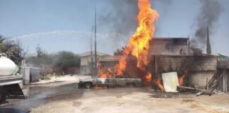 Se incendia bodega de huachicol en Ixmiquilpan