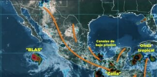 Continua temporal de lluvias en el sureste mexicano y Península de Yucatán
