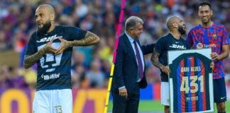 Homenajean a Dani Alves en el Pumas vs Barcelona
