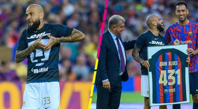 Homenajean a Dani Alves en el Pumas vs Barcelona
