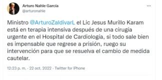 Intercede en redes Arturo Nahle por Murillo