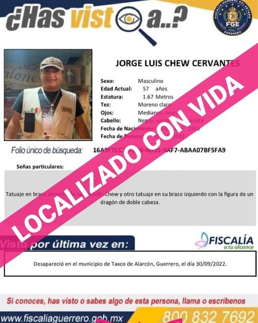 Localizado Jorge Luis Chew