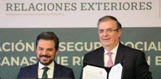 SRE e IMSS firman convenio para afiliación de personas trabajadoras en el exterior