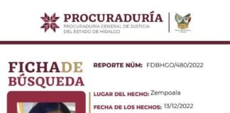Localizan sin vida a Diana G.G.C. en Zempoala ficha de busqueda