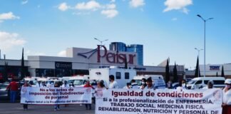Se manifiestan trabajadores del SNTISSSTE por mejora laboral Marcha ISSSTE