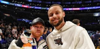 ‘Canelo’ Álvarez y Stephen Curry se encuentran en partido de Lakers