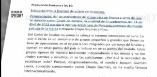 ‘Los Chapitos’ envían polémica carta donde se deslindan de la producción de fentanilo