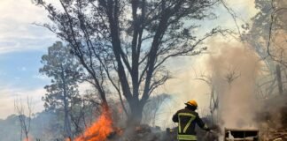 En riesgo viviendas y pobladores por incendio en bosque de Cuernavaca