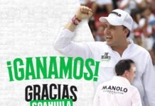 Manolo Jiménez arrasó en Coahuila; Va por México celebra carro completo