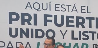 Marco Mendoza, presidente del CDE PRI Hidalgo sostiene encuentro con medios de comunicación