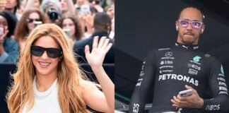 Lewis Hamilton sube al podio en el GP de Gran Bretaña con Shakira en el paddock