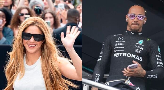 Lewis Hamilton sube al podio en el GP de Gran Bretaña con Shakira en el paddock