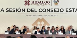 Preside gobernador de Hidalgo, Julio Menchaca primera sesión del Consejo Estatal 2023