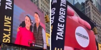Indaga INE promoción de Claudia Sheinbaum en el Times Square