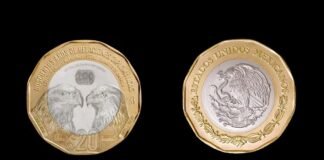Banxico presenta la nueva moneda de 20 pesos por conmemoración de 200 años de relaciones entre México-EU