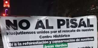 Huejutla: Habitantes se manifiestan para detener la construcción del pisal y la tala de árboles