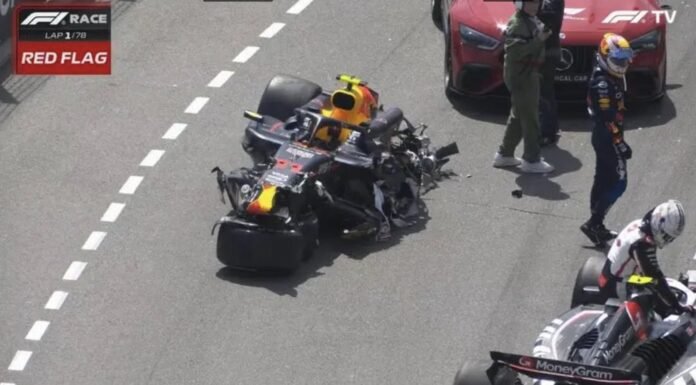 Checo Pérez abandona el GP de Mónaco tras sufrir fuerte accidente