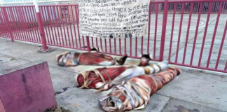 Hallan cuerpos decapitados en Tabasco con narco manta del CJNG