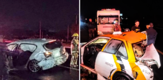 Taxi destrozado y mujer prensada en accidente de la carretera Pachuca-Sahagún