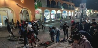 Ayuntamiento de Actopan y comerciantes hacen limpieza comunitaria