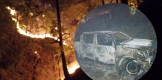 Se calcina camioneta de brigadistas en Nicolás Flores