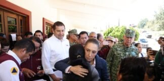 Sheinbaum visita a damnificados por lluvias en Huauchinango, Puebla