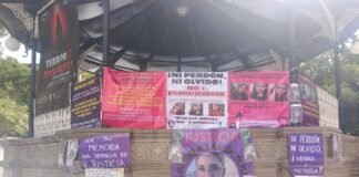 Retiran lonas de protesta en La Floresta; colectivas exigen devolución