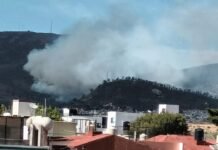 Atienden incendio de pastizal en el cerro San Cristóbal, en Pachuca
