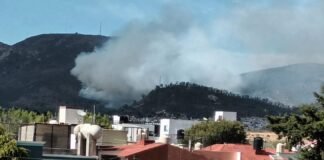 Atienden incendio de pastizal en el cerro San Cristóbal, en Pachuca