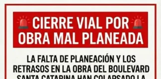 Vecinos anuncian bloqueo en el bulevar Santa Catarina