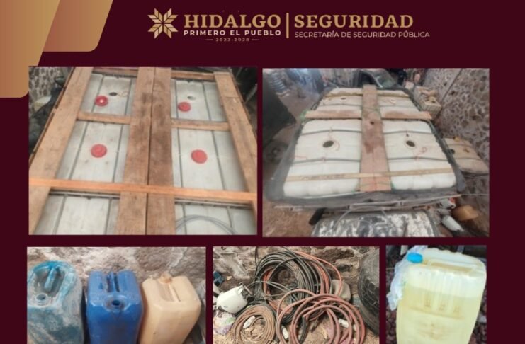 Desmantelan centro ilegal de hidrocarburo y vehículos robados en Alfajayucan