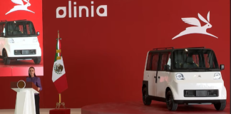 Sheinbaum presenta el Olinia 1, el primer automóvil eléctrico