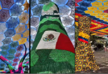 Cielo mundialista tejido por artesanas, una joya monumental