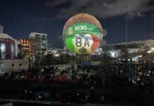 Homenaje a leyendas del fútbol con videomapping mundialista