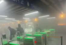 Desalojan estación Tasqueña del Metro por incendio en neumático