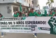 Trabajadores de la UTHH marchan para exigir condiciones laborales