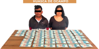 Huasca: detienen a pareja con más de 22 mil pesos en billetes falsos